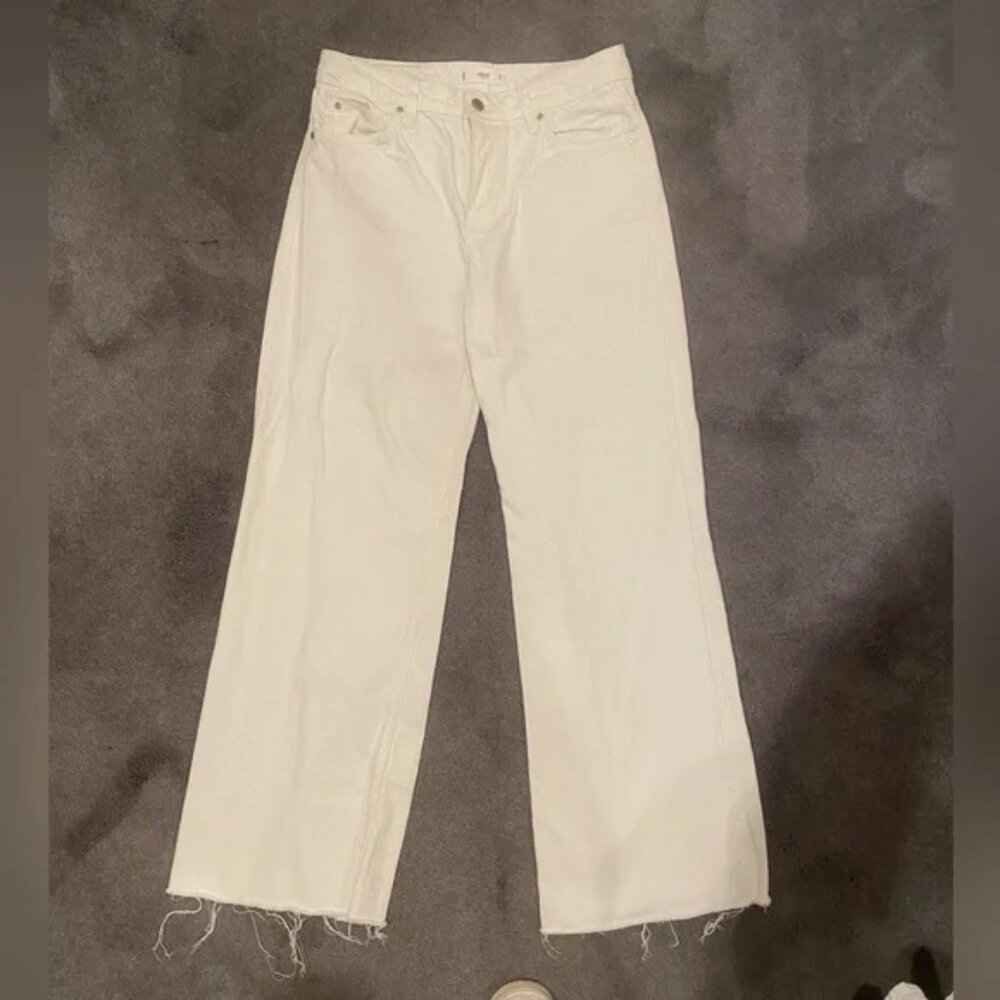 Mango High Waisted Wide Leg White NORA Jeans